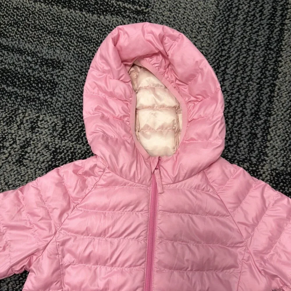 Uniqlo Kids Pink PuffTech Washable Parka Puffer Jacket Sz 3-4